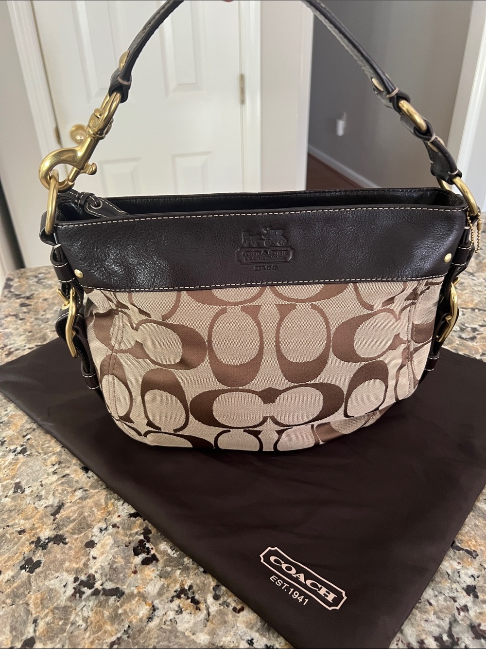 Coach Tan/Brown Y2K Vintage Signature Shoulder Bag